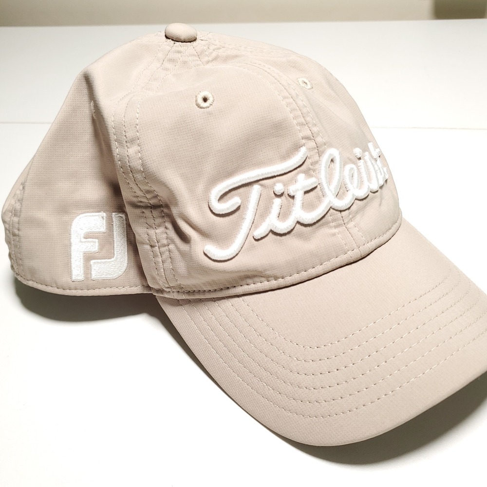 Titleist Tour Performance Golf Hat Tan Beige Pro V1 FJ FootJoy Adjustable Cap